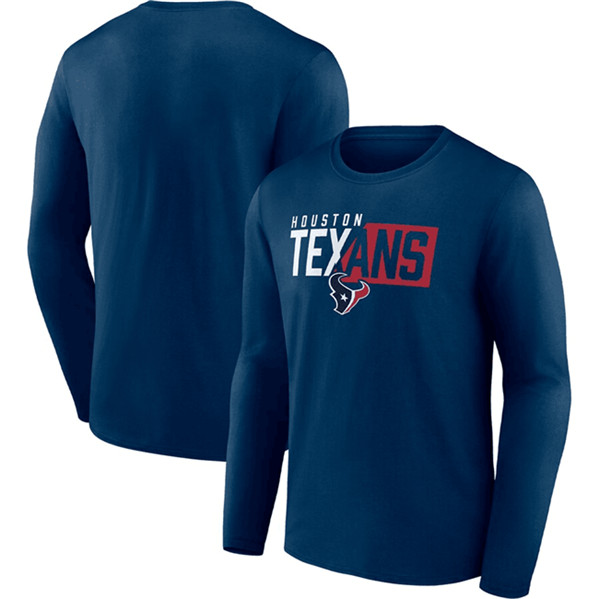Men's Houston Texans Navy One Two Long Sleeve T-Shirt